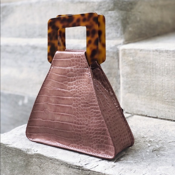 Urban Expressions Handbags - Last 1✨Mock Croc Top Handle Triangle Bag - Mauve